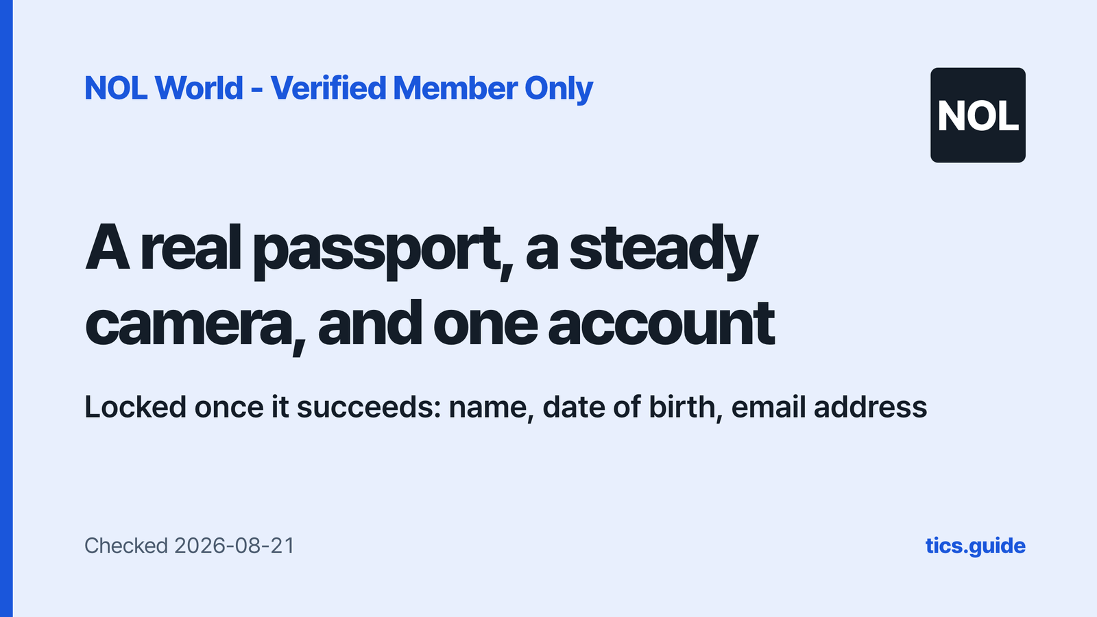 NOL World Verified Member: What the Passport Scan Rejects