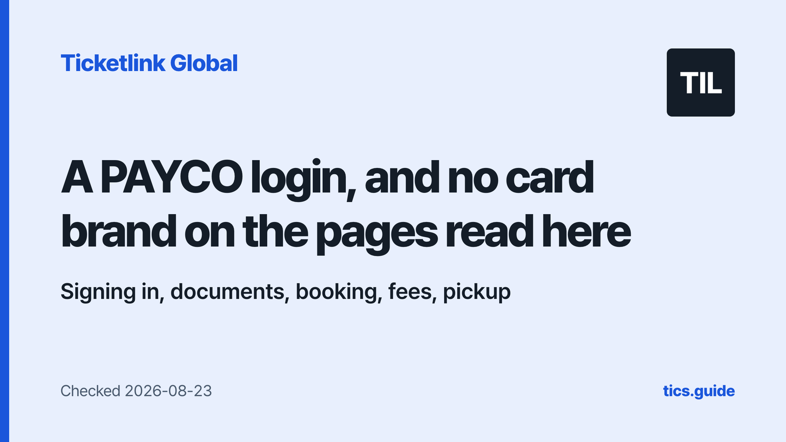 Ticketlink Global: A PAYCO Login, No Card Brand on These Pages